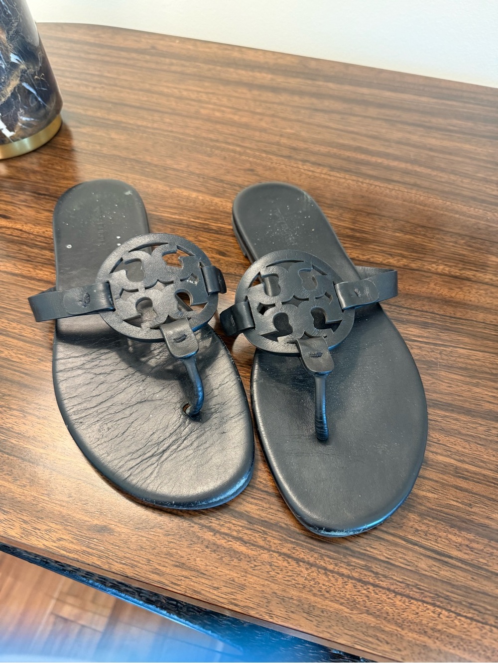 Tory Burch Black Miller Logo Thong Sandals